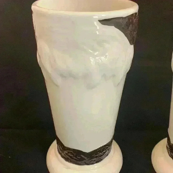 Vintage Oreo Milkshake Ceramic Malt Glasses (2) with Recipe on Side and Scoop - Picture 4 of 11